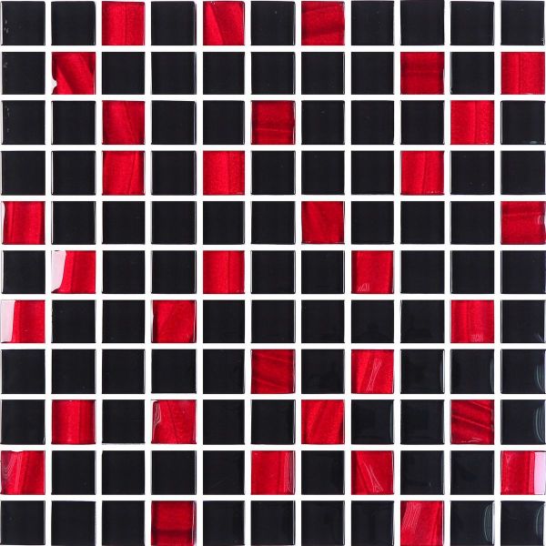 Мозаика Стеклянная Kotto GM 8005 C2 Red Silver S6 / Black 300x300x8 (23x23)