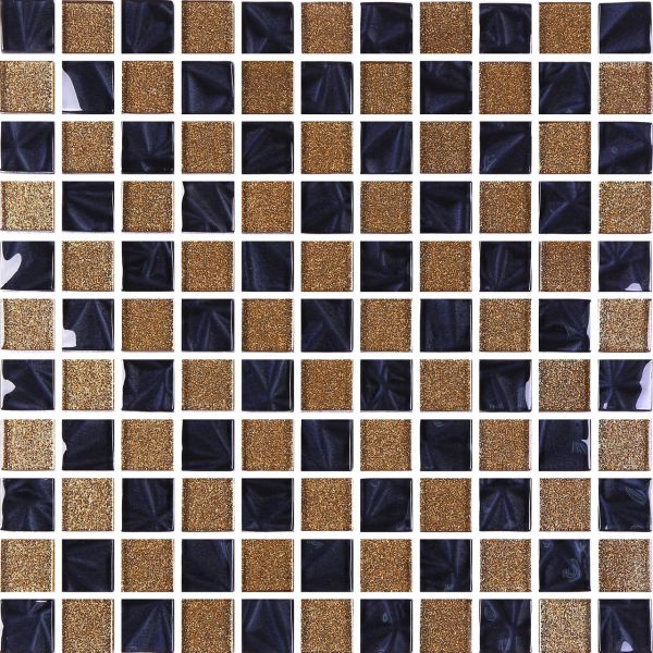 Мозаика Стеклянная Kotto GM 8013 CC Brown Gold /Black Pearl S4 300x300x8 (25x25)