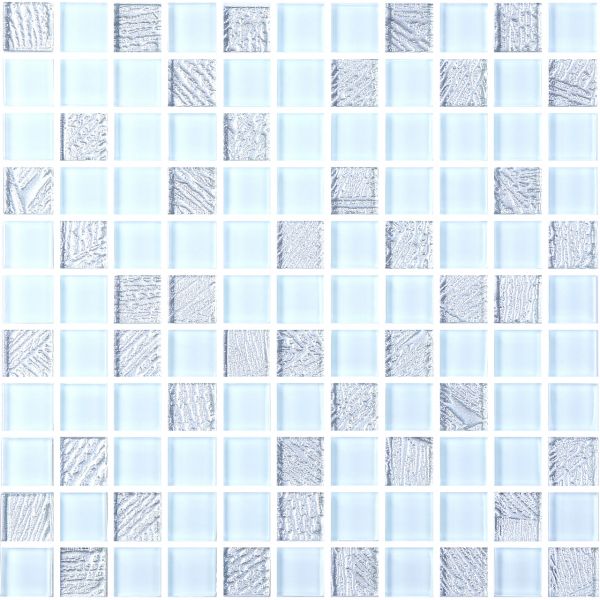 Мозаика Стеклянная Kotto GM 8015 C2 Silver S5 /White 300x300x8 (25x25)