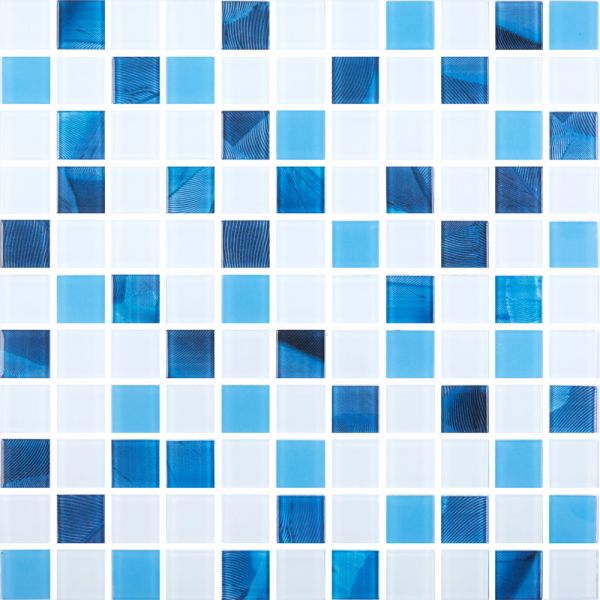 Мозаика Стеклянная Kotto GMP 0425018 С3 print 19/blue D mat/white mat 300x300x4 (25x25)