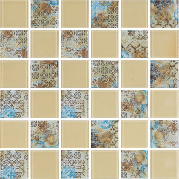 Мозаика Стеклянная Kotto GMP 0448029 СC print 34/ral 1014 300x300x4 (48x48)