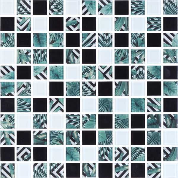 Мозаика Стеклянная Kotto GMP 0825021 С3 print 24/white/black 300x300x8 (25x25)