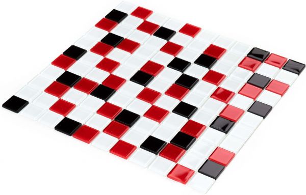 Мозаика Стеклянная Kotto Keramika GM 4007 C3 black/red m/white 300x300x4